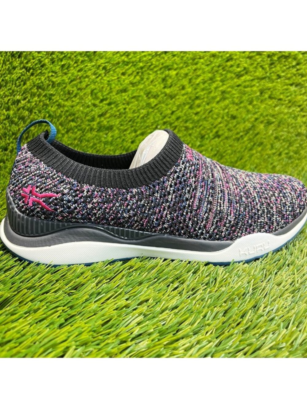 Kuru Stride Womens Size 7 Black Purple Athletic Walking Slip On Shoes Sneakers